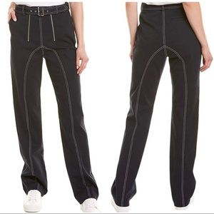 Self portrait contrast stitch buckle zipper jeans